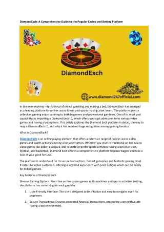 DiamondExch A Comprehensive Guide to the Popular Casino and Betting Platform