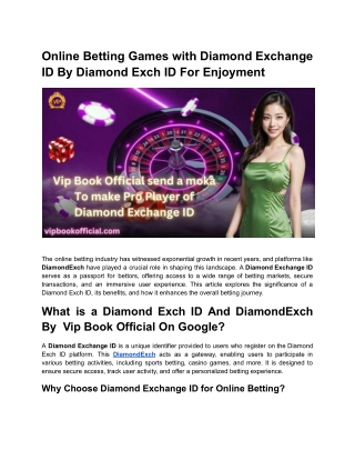 Online Betting Games with Diamond Exchange ID By Diamond Exch ID For Enjoyment