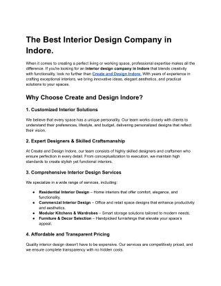 The Best Interior Design Company in Indore.