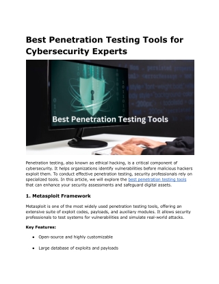 Best Penetration Testing Tools for Cybersecurity Experts