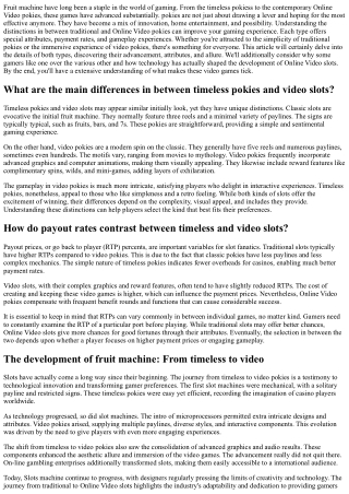 Classic vs  Online Video Slots:  Select Your Perfect Spin