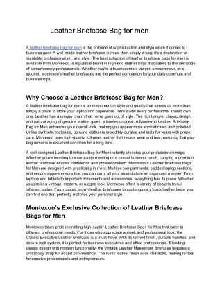 Leather Briefcase Bag for men