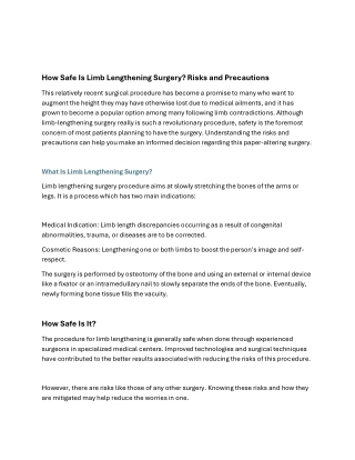 How Safe Is Limb Lengthening Surgery Risks and Precautions