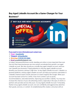 Buy Aged LinkedIn Account Be a Game-Changer for Your Business