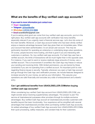 What are the benefits of Buy verified cash app accounts