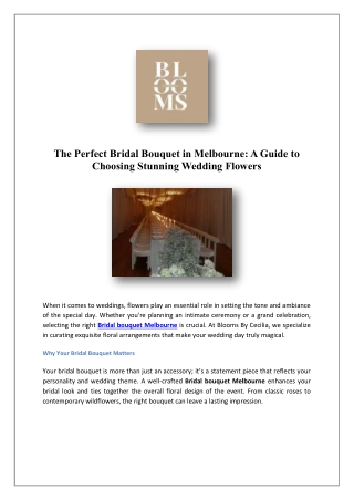 Cheap Wedding Florist Melbourne | Blooms By Cecilia