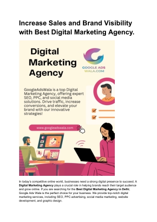 Increase Sales and Brand Visibility with Best  Digital Marketing Agency.