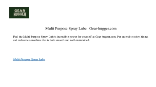 Multi Purpose Spray Lube | Gear-hugger.com