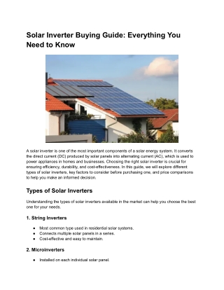 Solar Inverter Buying Guide: Everything You Need to Know