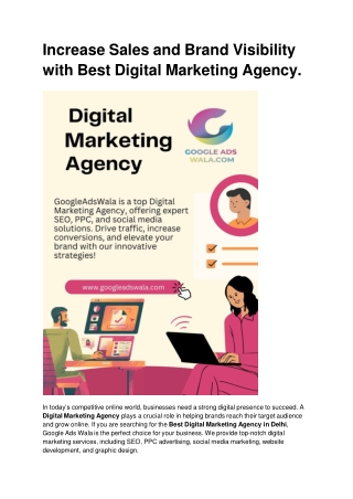 Increase Sales and Brand Visibility with Best  Digital Marketing Agency.