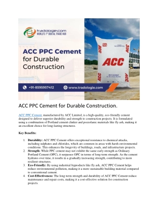 ACC PPC Cement for Durable Construction