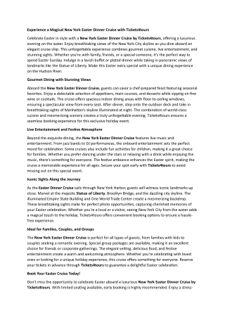 New York Easter Dinner Cruise