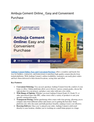 Ambuja Cement Online