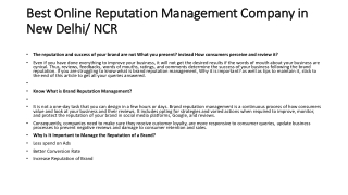 Best Online Reputation Management Company in New Delhi/ NCR - BRAND REMASTER