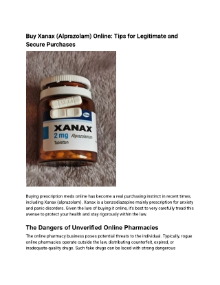 Buy Xanax (alprazolam) online