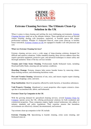 Extreme Cleaning Services for Toughest Jobs