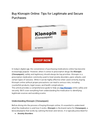 Buy Klonopin