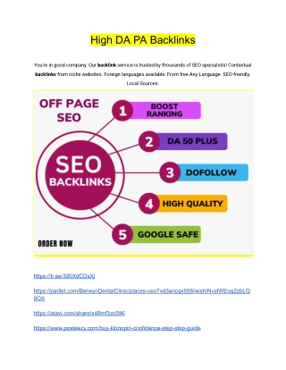 High DA PA Backlinks