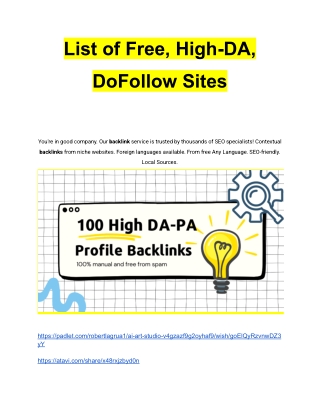 List of Free, High-DA, DoFollow Sites