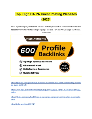 Top  High DA PA Guest Posting Websites (2025)