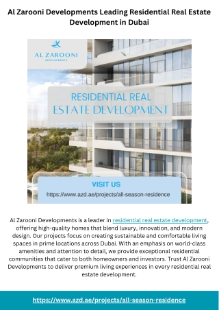 Al Zarooni Developments Leading Residential Real Estate Development in Dubai