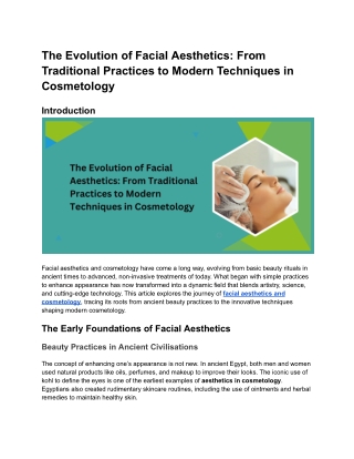 The Evolution of Facial Aesthetics_ From Traditional Practices to Modern Techniques in Cosmetology