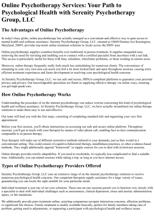 Serenity Psychotherapy Group