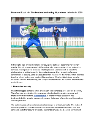 Diamond Exch id - The best online betting id platform in india in 2025