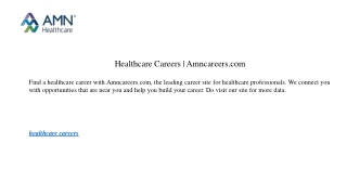 Healthcare Careers | Amncareers.com