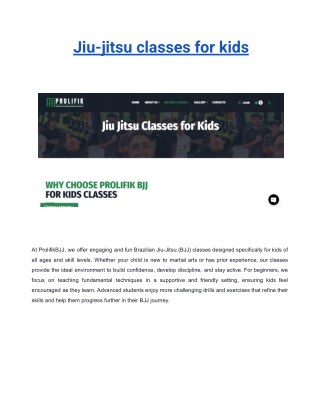 Jiu-jitsu classes for kids