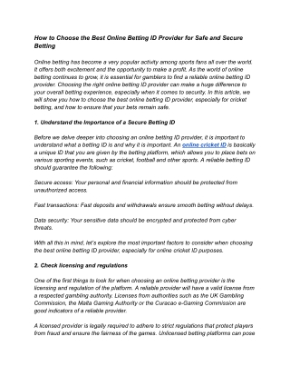 How to Choose the Best Online Betting ID Provider for Safe and Secure Betting (1)