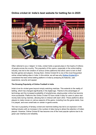 Online cricket id: India’s best website for betting fan in 2025