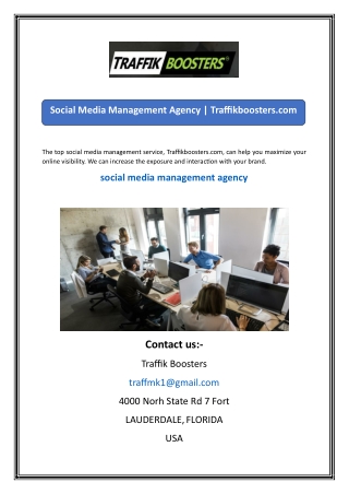 Social Media Management Agency  Traffikboosters