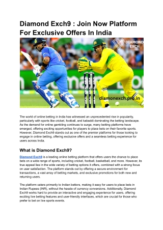 Diamond Exch9 _ Join Now Platform For Exclusive Offers In India