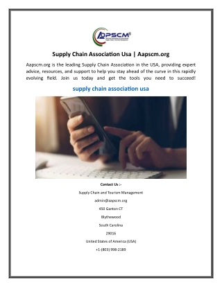 Supply Chain Association Usa  Aapscm.org