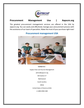 Procurement Management Usa  Aapscm.org