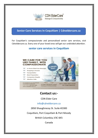 Senior Care Services In Coquitlam  Cdneldercare.ca