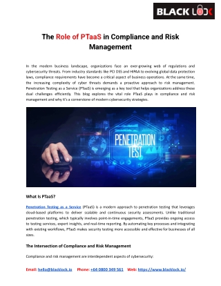 The Role of PTaaS in Compliance and Risk Management