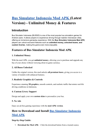Bus Simulator Indonesia Mod APK Latest Version