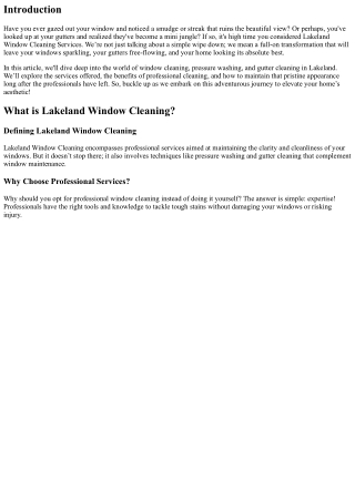 Experience the Transformation with Lakeland Window Cleaning Services