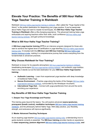 Elevate Your Practice_ The Benefits of 500 Hour Hatha Yoga Teacher Training in Rishikesh