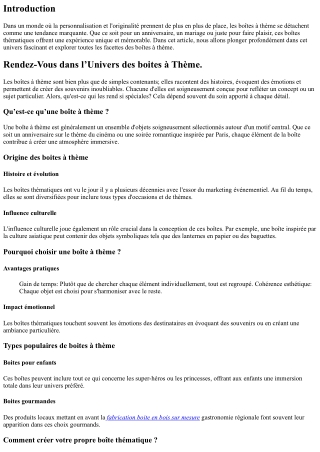 “Rendez-Vous dans l’Univers des boites à Thème.”