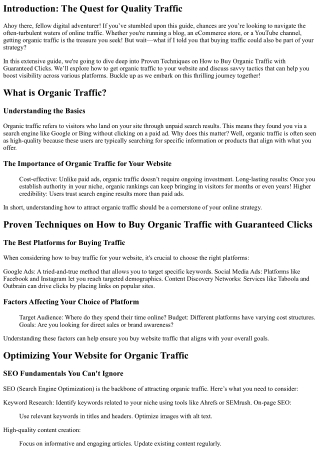 Proven Techniques on How to Buy Organic Traffic with Guaranteed Clicks