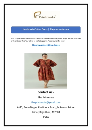 Handmade Cotton Dress  Theprintroots