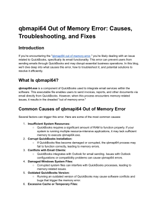qbmapi64 Out of Memory Error_ Causes, Troubleshooting, and Fixes