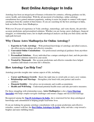 Best Online Astrologer In India