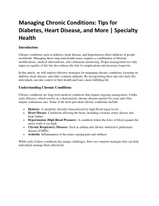 Managing Chronic Conditions