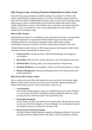 ABA Therapy in Ajax_ Unlocking Potential at Bright Balloons Autism Center.docx