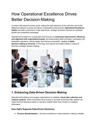 How Operational Excellence Drives Better Decision-Making