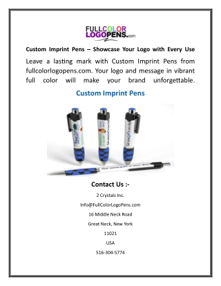 Custom Imprint Pens  Showcase Your Logo with Every Use